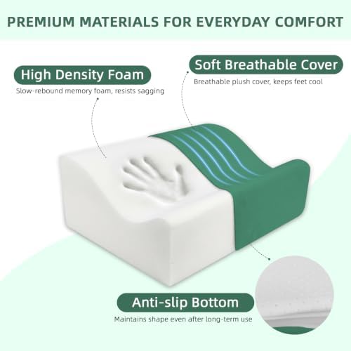 Work Foot Rest Under Desk,Ergonomic Footrest&Washable Cover Green