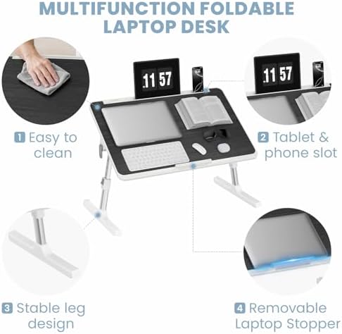 Adjustable Lap Desk, Foldable Laptop Desk for Bed, X-Large Lap Table