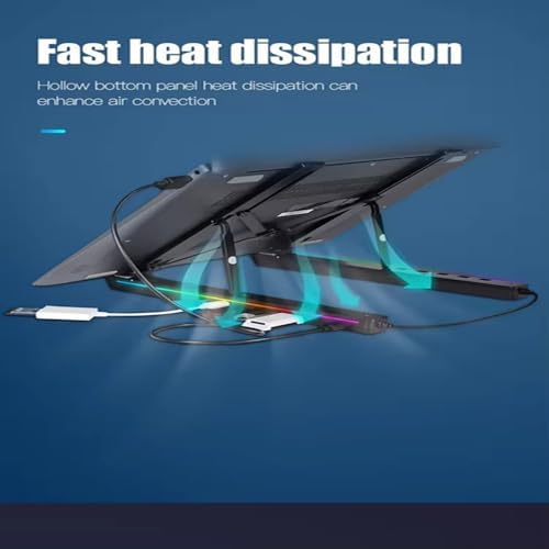 Tianle Laptop Stand with Docking Station for Desk,4 in 1(1*USB-C,3*USB-A) RGB Laptop Stand,Foldable Portable Cooling Laptop Holder,Adjustable for 12-18 inch Laptops,Tablet (Black)