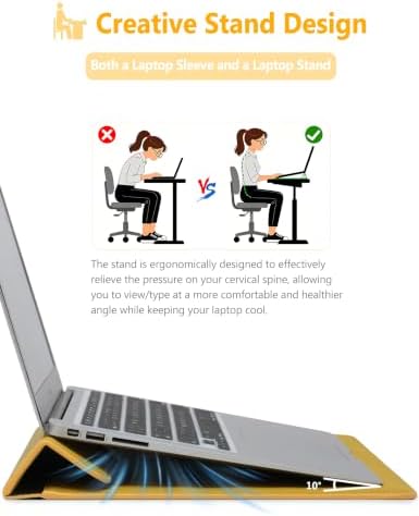 HYZUO 13 Inch Laptop Sleeve Case with Stand for MacBook Air, Olive Yellow