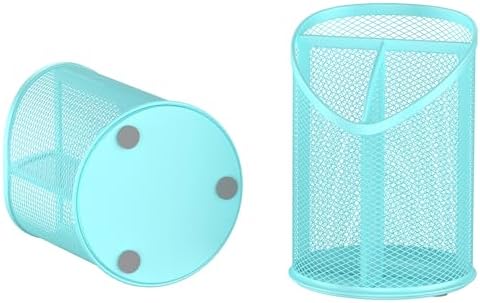 Delifox 2 Pack Pen Holder Mesh Round Pencil (Blue)