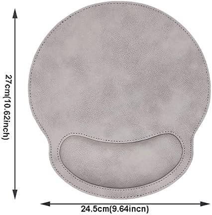 RICHEN Ergonomic PU Leather Mouse Pad with Wrist Support,Comfort Memory Foam,Waterproof Surface，Non- Slip Rubber Base for Computer Laptop & Mac,Lightweight Rest for Home,Office & Travel (Gray White)