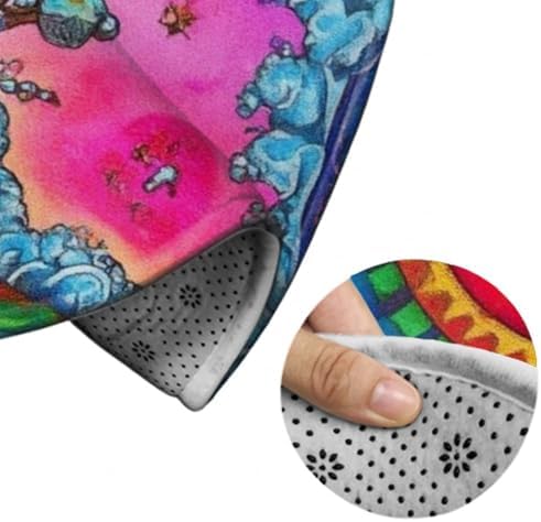Highly Premium Quality Floor Mat, Office Chair Decor Mat, Room Sofa Yoga Soft Round Carpet Trippy Mushrooms Painting, 36inch