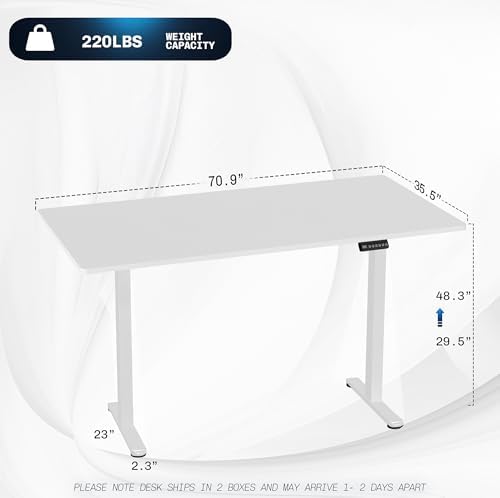 VIVO White 71 x 36 in Standing Desk, DESK-KIT-E2W7W-36