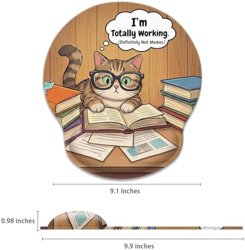 Britimes Ergonomic Mouse Pad with Wrist Support, Reading Cat