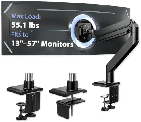 Heavy Ergonomic Single Monitor Arm Desk Mount for up to 57"Screens