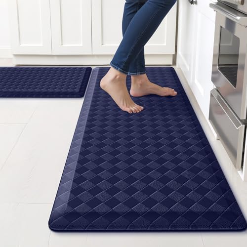 TranquilRelax 4/5 Inch Cushioned Anti Fatigue Kitchen Mats for Floor, Blue