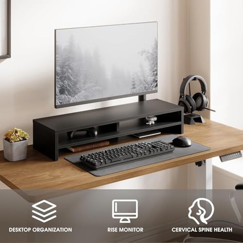 Fenge 31.5 Inch Dual Monitor Stand Riser for Desk, Black