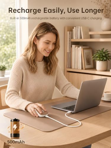 hunart H6 49g Wireless Mouse, Bluetooth & 2.4GHz, Rechargeable,Mocha Brown