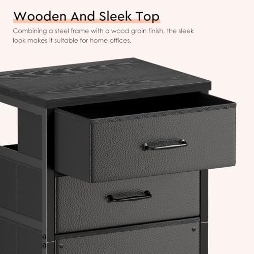 Maihail 3 Drawer File Cabinet on Wheels Fits A4 Size for Home Office