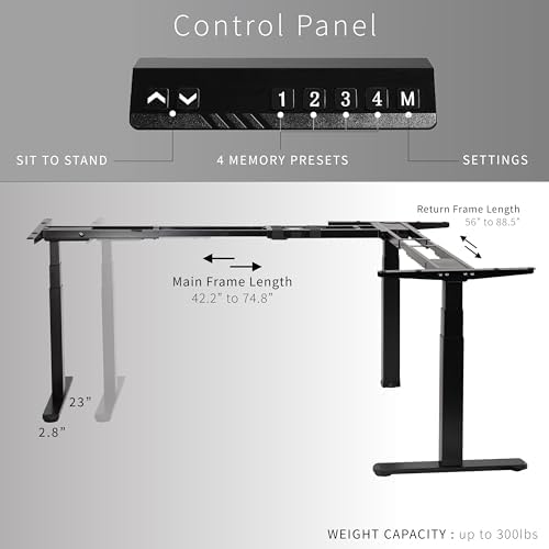 VIVO White Electric Corner 3 Leg Standing Desk Frame, DESK-V130EW