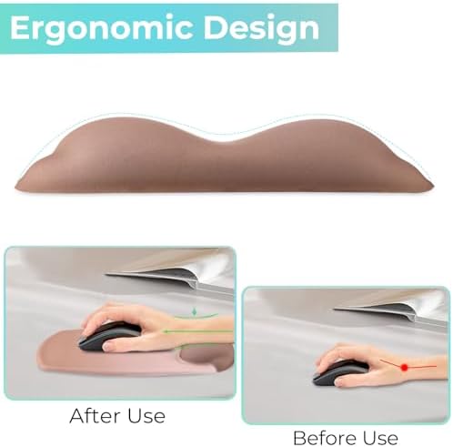 Mouse Pad with Wrist Rest Support, Ergonomic Mousepad with Comfortable Gel Cushion, Gaming Mouse Pad with Smooth Lycra Surface & Non-Slip PU Base, for Home Office Computer Laptop, Brown