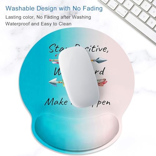 ITNRSIIET Ergonomic Mouse Pad with Wrist Support Wrist Rest Smooth Surface Non-Slip Rubber Base Comfortable Office Supplies Pain Relief, 9.8 x 9.1 inches, Inspirational Quotes