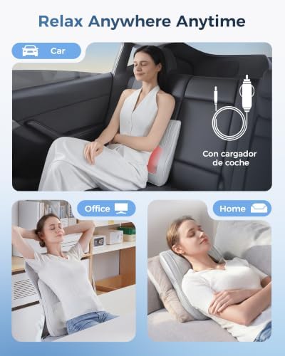 Boriwat Back Massager with Heat, 3D Kneading Massage Pillow for Back, Neck, Shoulder, Leg Pain Relief Deep Tissue, Gifts for Women Men Mom Dad(Light Gray)