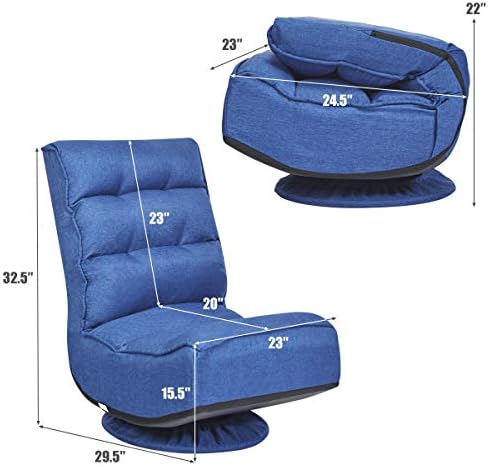 Giantex 360 Degree Swivel Floor Chair, Folding Floor Gaming Chair with 6 Positions Adjustable, Lazy Sofa Lounge Chair w/Tufted Back Support, Video Gaming Chair for Reading TV Watching (Navy Blue)