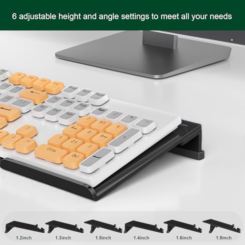 Computer Keyboard Stand for Desktop - 6-Level Height Adjustable Acrylic Keyboard Riser Non-Slip Ergonomic Key Board Tray Holder for Home School Office Desk Accessories, Black