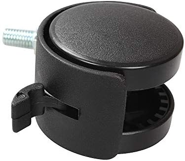 8 Pack Plastic Castor Replacement Wheel for Furniture, 1.5 Inch Diameter Black Small Threaded Caster Cabinet Wheel Office Furniture Desk Floor Swivel Plate Screw In Caster, 5/16" Threaded with Brake