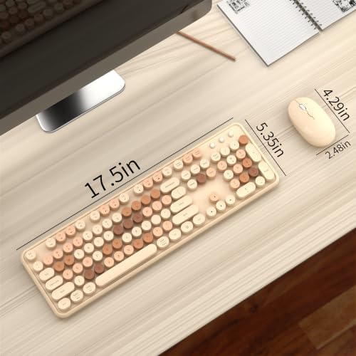Colorful Wireless Keyboard and Mouse Combo, Milk Tea Colorful