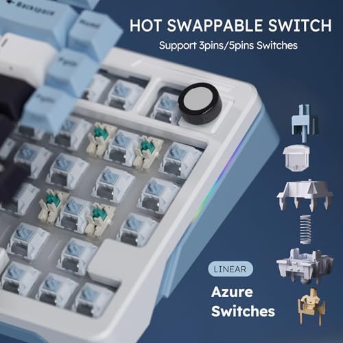 iLovBee B75 Wireless Mechanical Keyboard with Knob, Linear Switch, White