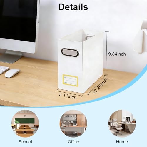 Collapsible File Organizer Box with Handle,12.20x5.11x9.84Inches, Filing Organizer for Home or Office, Small Portable File Box (6 Packs, White-Yellow)