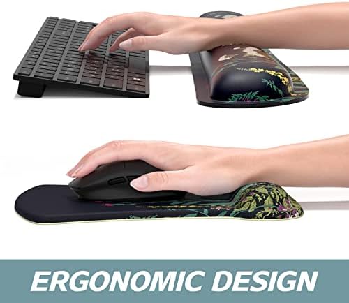 ITNRSIIET Mouse Pad Wrist Support Keyboard Wrist Rest Pad Ergonomic Mousepad Non-Slip Memory Foam Keyboard Pad Easy Typing Pain Relief Perfect for PC Laptop Gaming Office, Weeds