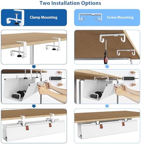 Zilink Under Desk Management Tray Desk Cable Organizer 30 inch, White