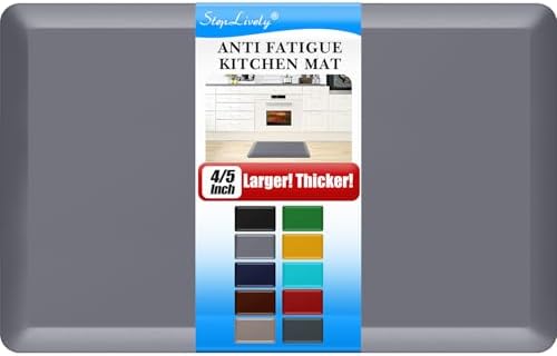 4/5 Inch Thick Kitchen Mat - Cushioned Anti Fatigue Mats for Kitchen Floor - Easy to Clean, Waterproof, Non-Slip Kitchen Rug for Sink, Office, Kitchen (20''x32'' Grey)