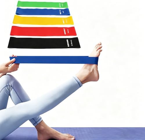 Resistance Loop Exercise Bands Set of 5-5 Different Resistance Levels Workout Bands, Elastic Stretch Bands for Legs, Glutes, Yoga, Pilates, Physical Therapy & Strength Training