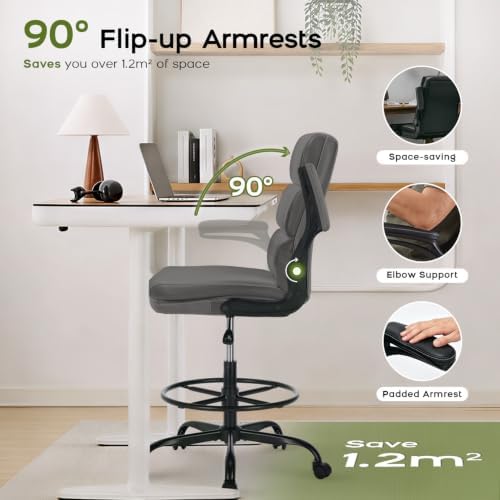 amseatec Drafting Chair, Tall Office Chair with Footrest for Standing Desk