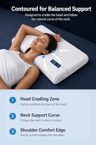 Memory Foam Pillow, Cooling Cover, Ergonomic Neck Support, Queen Loft 5.1"