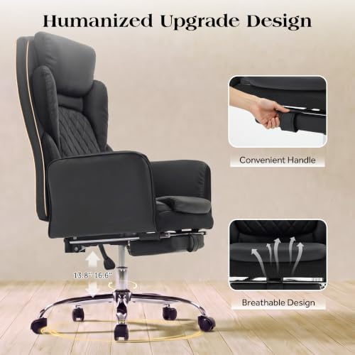 Big and Tall Executive Criss Cross Office Chair with Footrest Flip Armrest