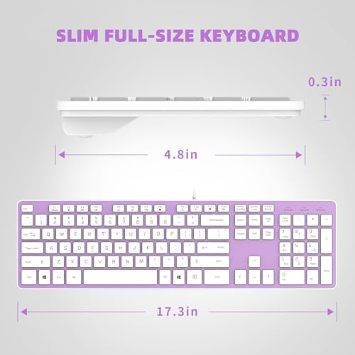 USB Wired Keyboard for Window,Comfortable Quiet Chocolate Keys, Durable Ultra-Slim Wired Computer Keyboard(QWERTY) for PC, Windows 11/10/8/7/XP/Vista KB1430