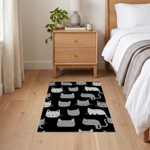 2'x3' Midnight Black Cat with Silver Accents Ultra-Soft Accent Mat