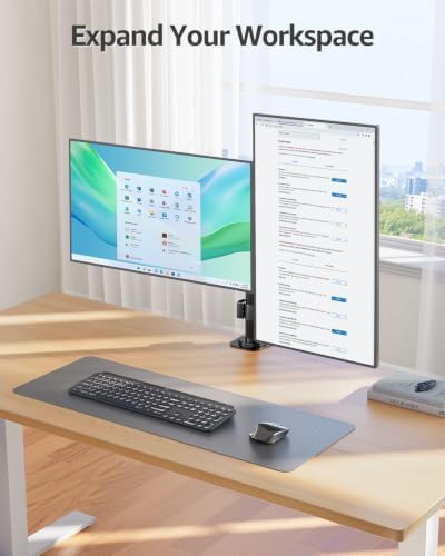 MOUNTUP Dual Monitor Desk Mount, Max 32 Inch up to 17.6lbs, Fully Adjustable Dual Monitor Arm for 2 LCD Screens, Double Monitor Stand with C-Clamp and Grommet Base