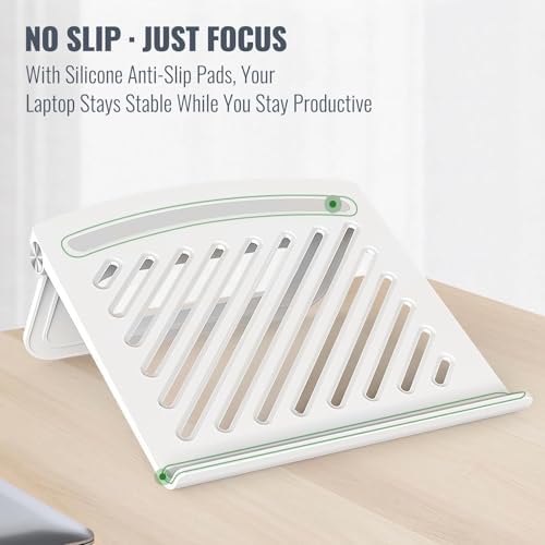 White Laptop Stand for Desk, Adjustable Foldable Laptop Riser