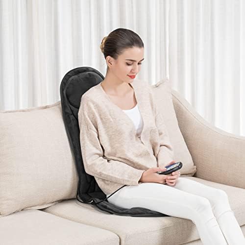 Snailax Vibration Massage Seat Cushion with Heat, Back Massager, Massage Chair Pad with 6 Vibrating Motors and 2 Heat Levels, Chair Massager for Home Office Use(Black)