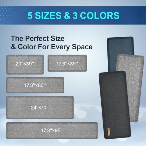 Anti Slip 3/4 inchs Anti Fatigue Kitchen Floor Mat, Ergonomic Comfort Standing Mat, Waterproof Kitchen Runner for Home, Kitchen, Office, Laundry, Garage (Light Gray, 20" x 32" -0.75")