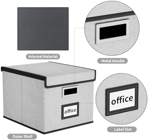 File Organizer Box with Lids, Collapsible File Folder Organizer
