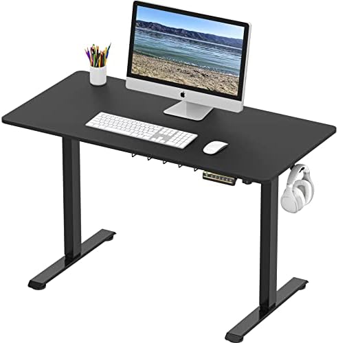 SHW 48-Inch Electric Height Adjustable Sit to Stand Desk, Black