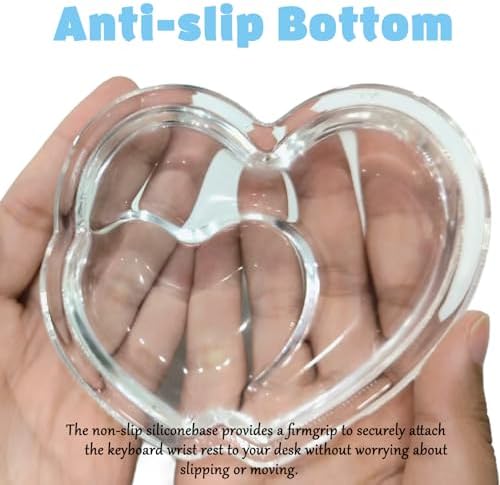 Gel Wrist Rest for Keyboard and Mouse Transparent White Heart Elbow Pad Cushion Ergonomic Cute Clear Cool Mouse Wrist Pad Silicone Non-Slip Support for Computer Gaming Home Office Hand Pillow