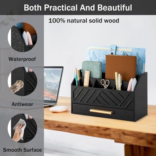 Desk Organizer with Drawer, Countertop Bill Mail Organizer and File Storage