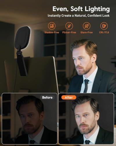 LitONES Ring Light for Laptop, Monitor, Desk, Eye-Caring Diffused LED Light