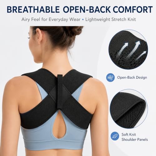Posture Corrector for Men and Women, Adjustable Breathable Back Brace, Upper Back Shoulder Support Belt, Comfortable Posture Reminder for Office, Gym, Daily Wear，X-Large