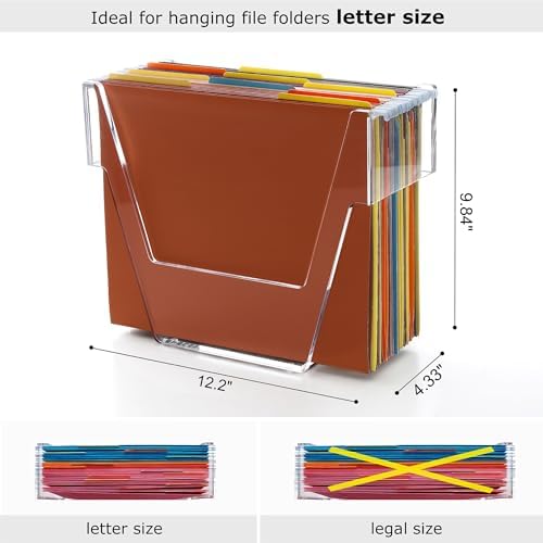 DINGHUO Hanging File Organizer, Letter Size Acrylic Hanging File Folder Frame, Portable File Holder Storage Rack for Desk Home Office or Cabinet - 1 Pack