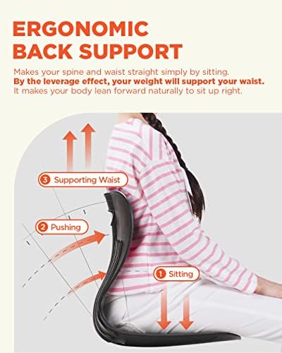 curble Comfy, Ergonomic Chair Back Support, Small and Flexible Posture Corrector for Child and Preteen, Perfect for Yoga, Meditation, School, Desk, Floor Seat (Red)