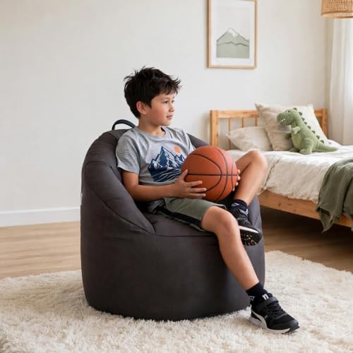 Big Joe Milano Lightweight Kids Bean Bag Chair, Cozy Cocoa