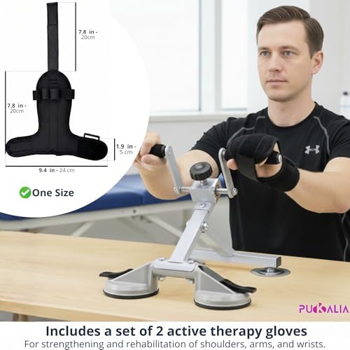 Arm Bike for Physical Therapy Table Top Hand Cycle Pedal Exerciser for Seniors Upper Body with 4 Suction Cups Includes Pack of 2 Comfortable Gloves for Safe Rehabilitation