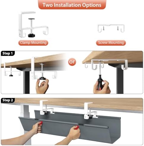 Univivi No Drill Under Desk Cable Management Tray, 28 inch Cable Management