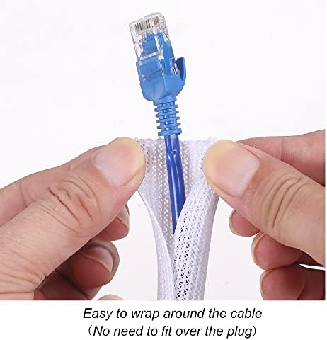 Cable Management Sleeve, Split Design, 25FT - 1/4 Inch, White