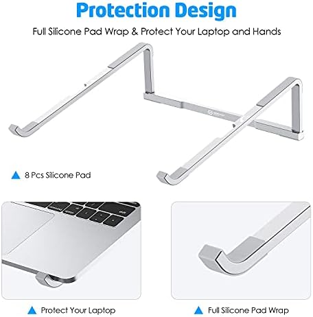 Laptop Stand for Desk - Foldable, Lightweight Aluminum Laptop Riser Holder, Portable Stand for 10-15.6” Laptops, Prevents Overheating with Non-Slip Rubbers, Travel-Friendly, Ergonomic Design